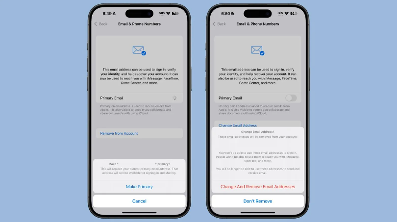 辛集苹果手机维修分享苹果 iOS 18.1 支持设置“主要”邮箱地址并更改 iCloud 邮箱 